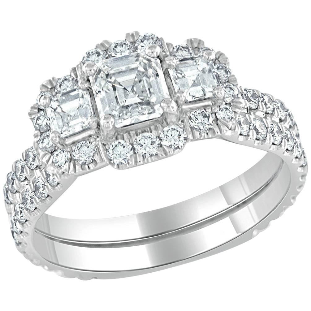 GIA Certified 0.60 Carat Asscher Cut Diamond 18 Karat White Gold Engagement Ring