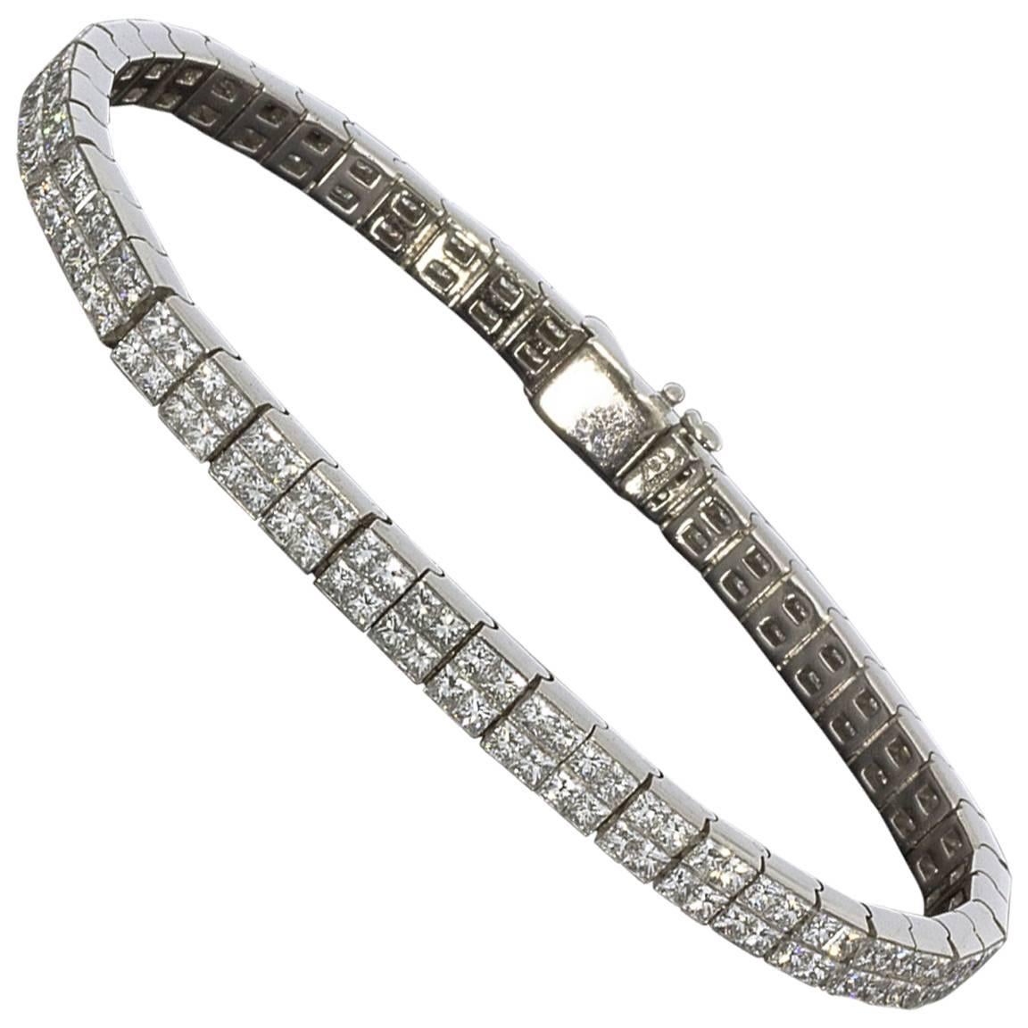 Bez Ambar Quadrillion Cut White Gold 11.88 Carat Diamond Bracelet