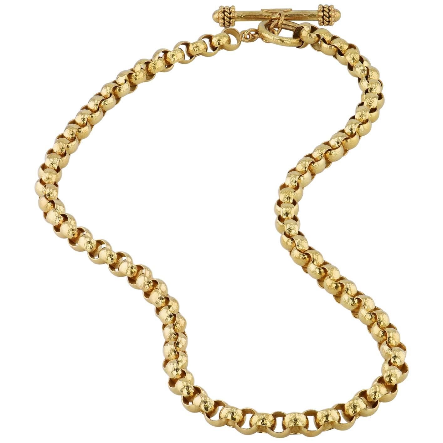 Elizabeth Locke Yellow Gold Venetian Link Toggle Necklace