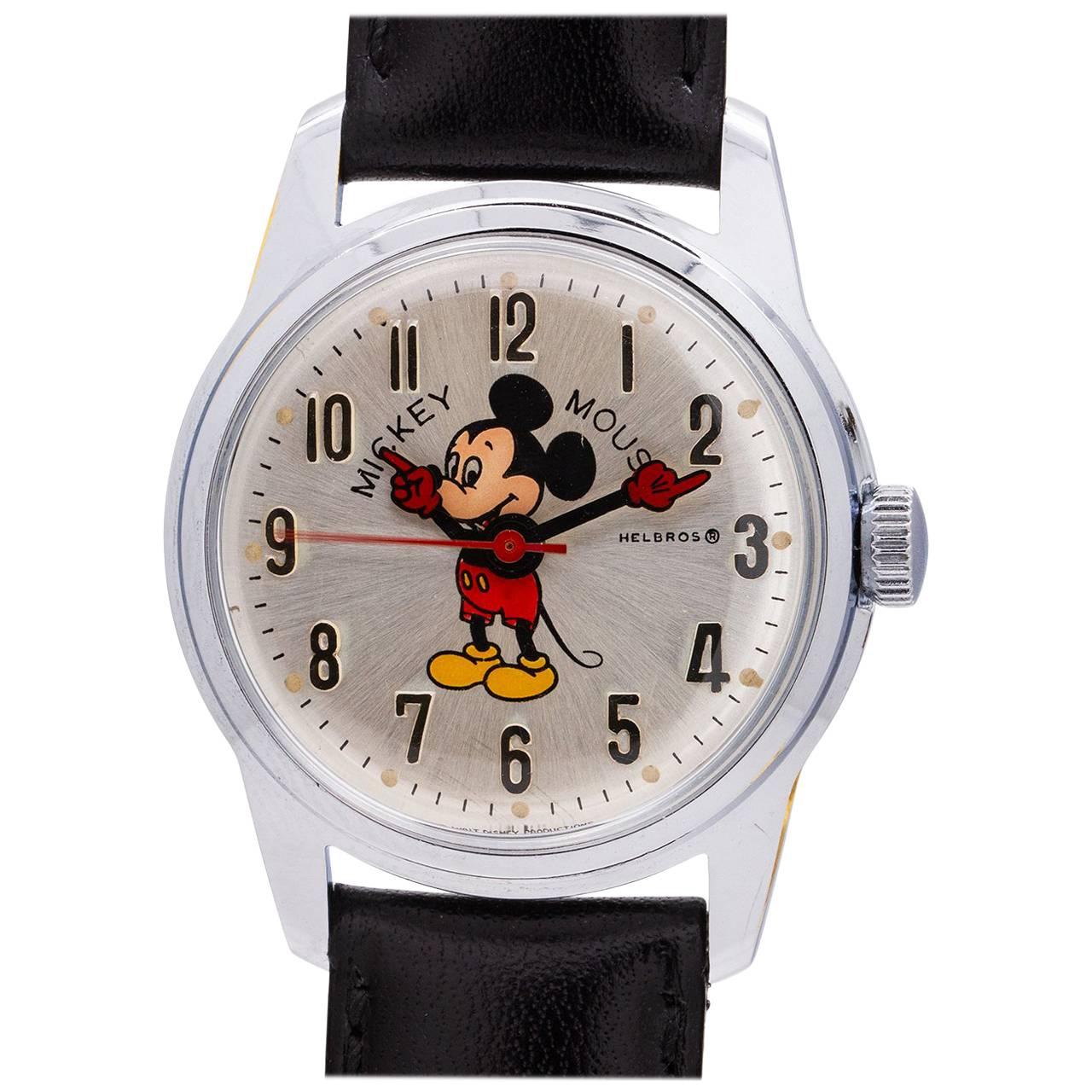 Helbros base metal Mickey Mouse manual wristwatch, circa 1970s