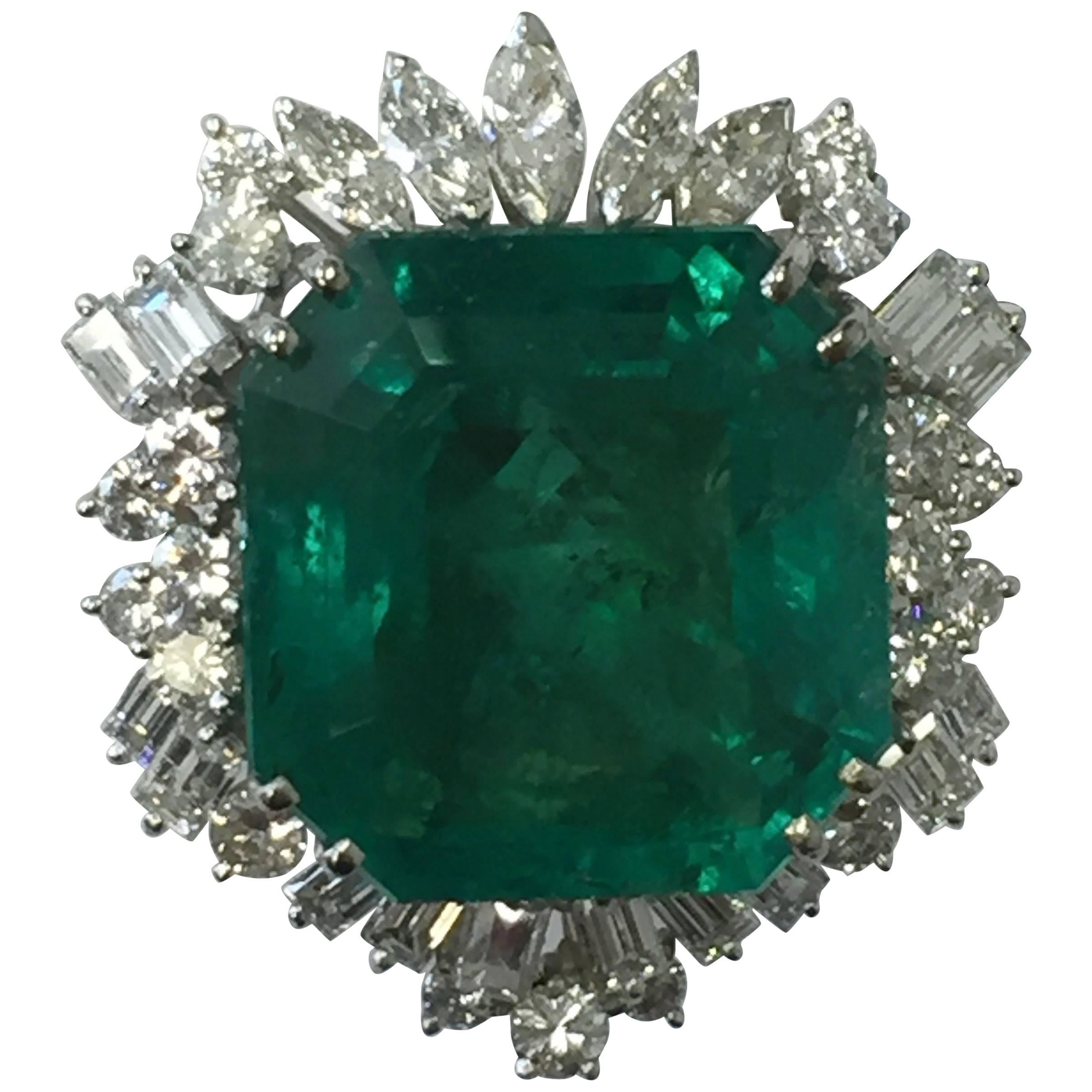 Colombian Emerald Octagon and Diamond Ring