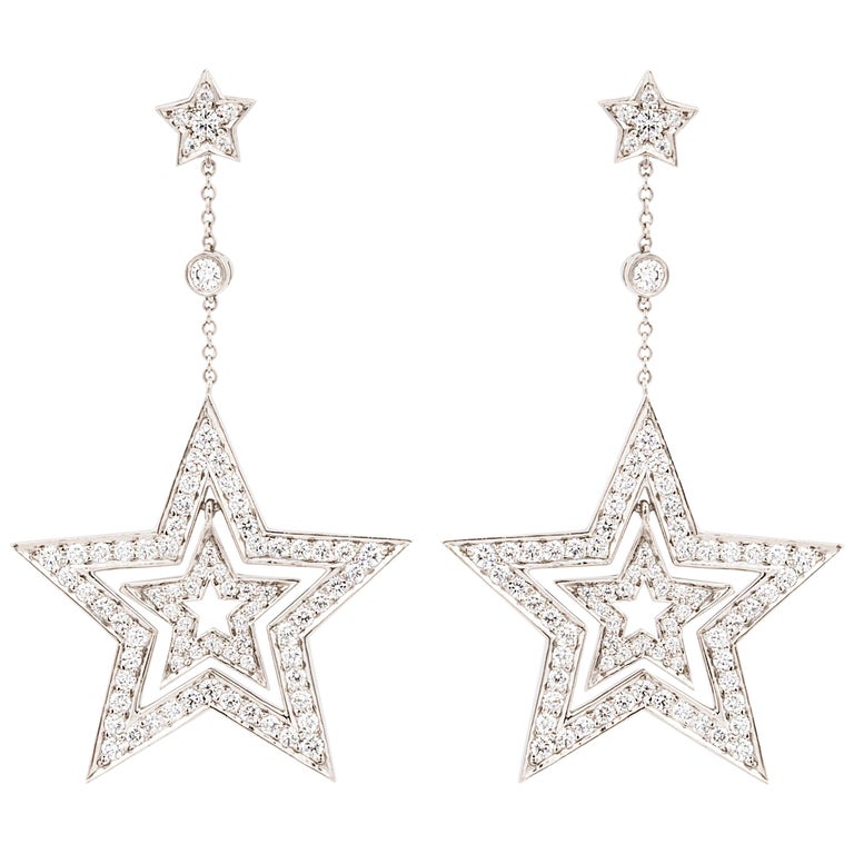 Tiffany And Co Platinum Dangle Star Earrings For At 1stdibs Platinum Dangle Star Earrings For