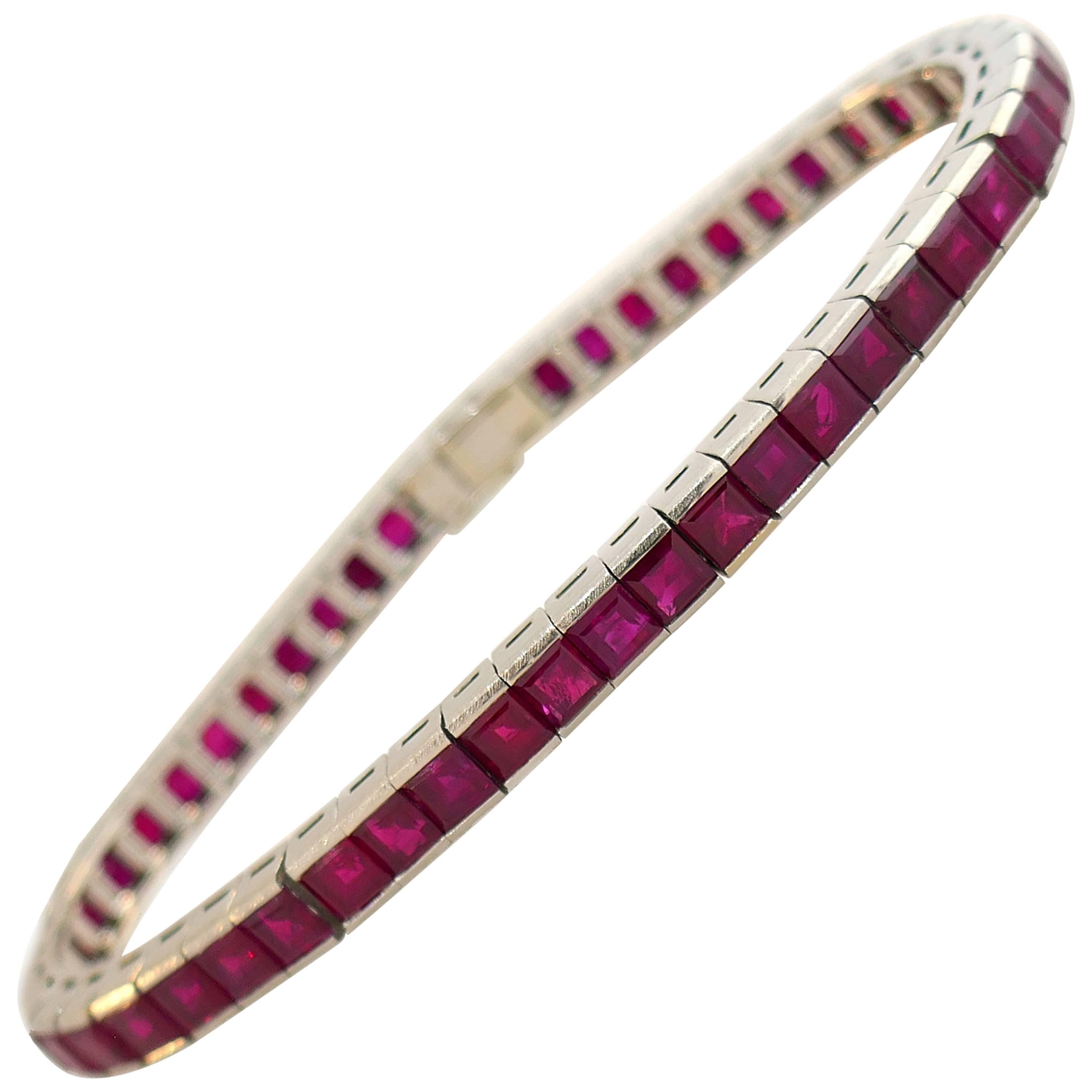 Ruby White Gold Tennis Bracelet