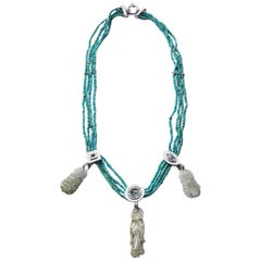 Turquoise Antiques Jade Necklace White Gold Diamonds