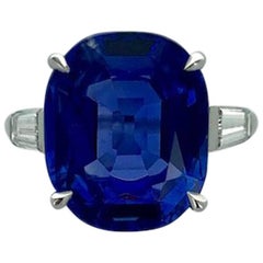 8.31 Carat Sapphire Ceylan Non Heated Diamond Platinum Ring