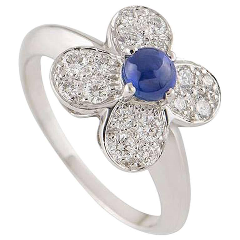 Van Cleef & Arpels Diamond and Sapphire Alhambra Ring