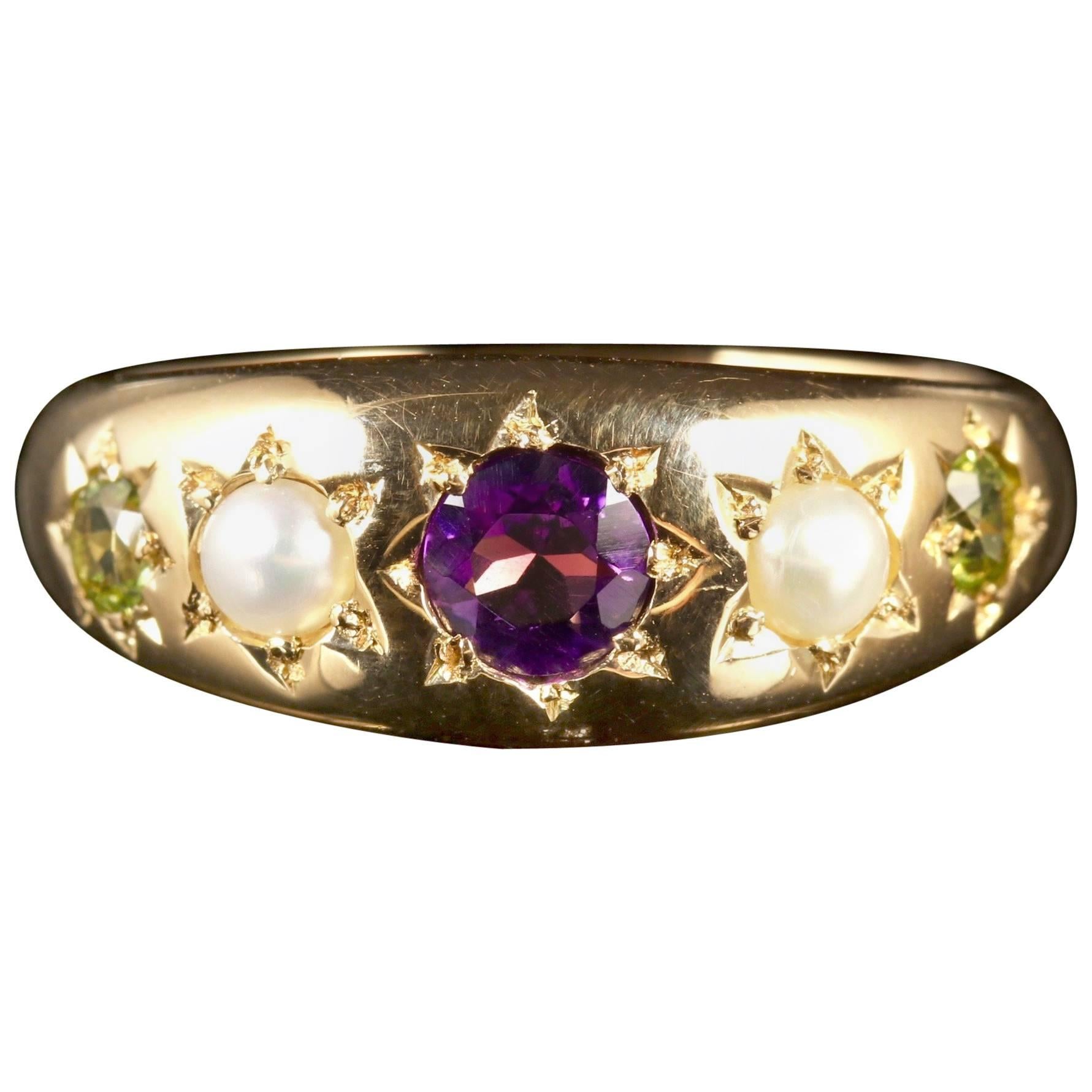 Antique Victorian Suffragette Ring Gypsy Set, circa 1900