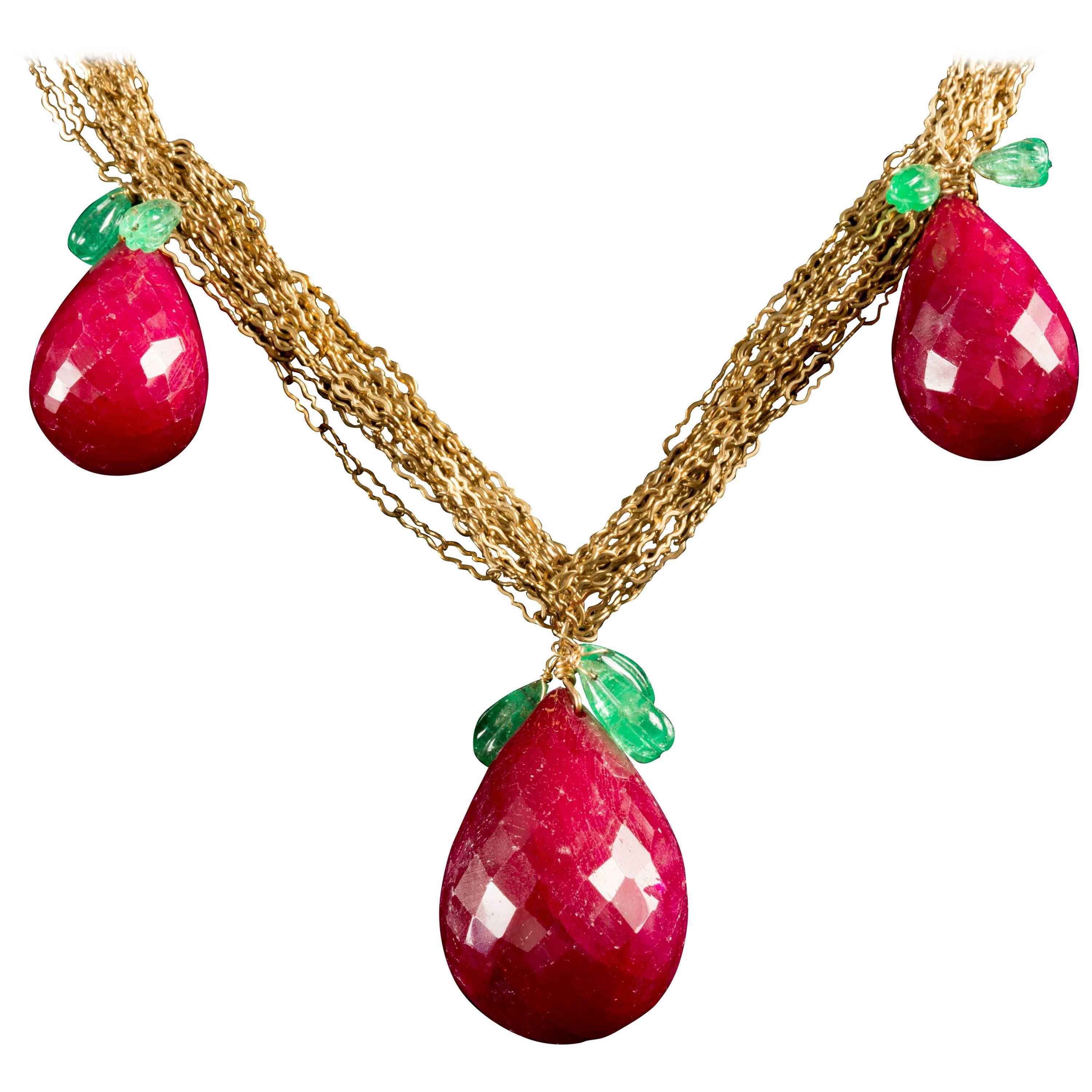 Ruby Pears Necklace For Sale