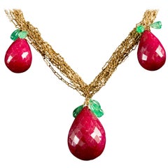 Vintage Ruby Pears Necklace