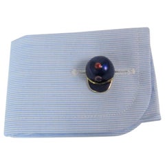 18 Karat Yellow Gold and Blue and Red Enamel Chicago Cubs Cufflinks
