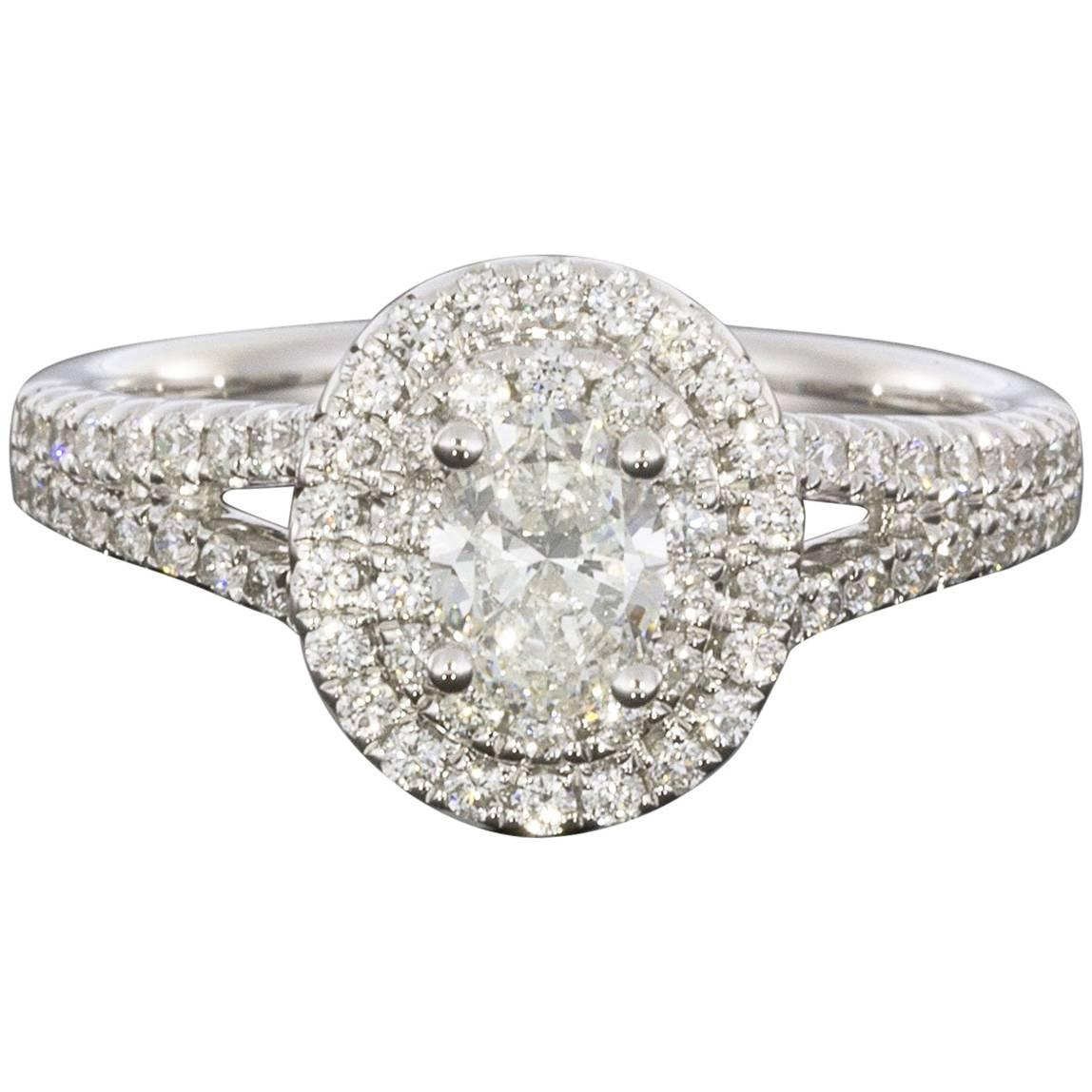 1.22 Carat Oval Diamond Double Halo Engagement Ring
