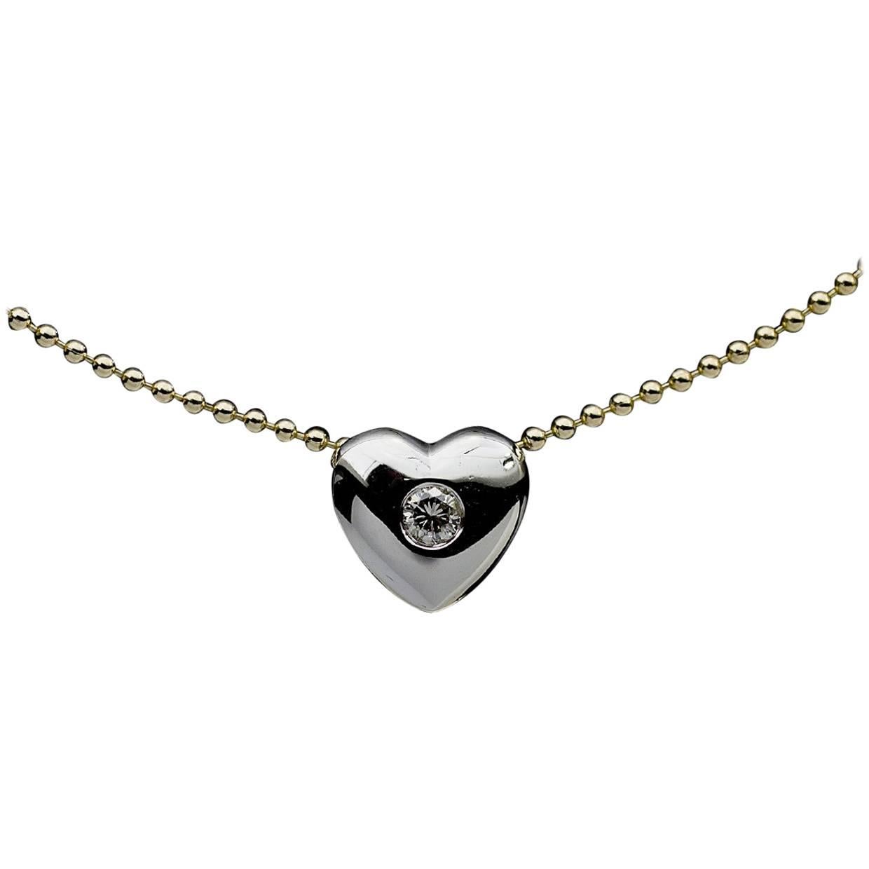 .15 Carat, 14 Karat Gold Diamond Heart Pendant Necklace