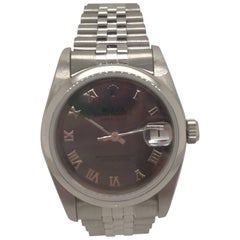 Rolex Stainless Steel Datejust Black Mother-of-Pearl Dial Wristwatch