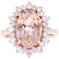 5.52 Carat Morganite Diamond Rose Gold Ring