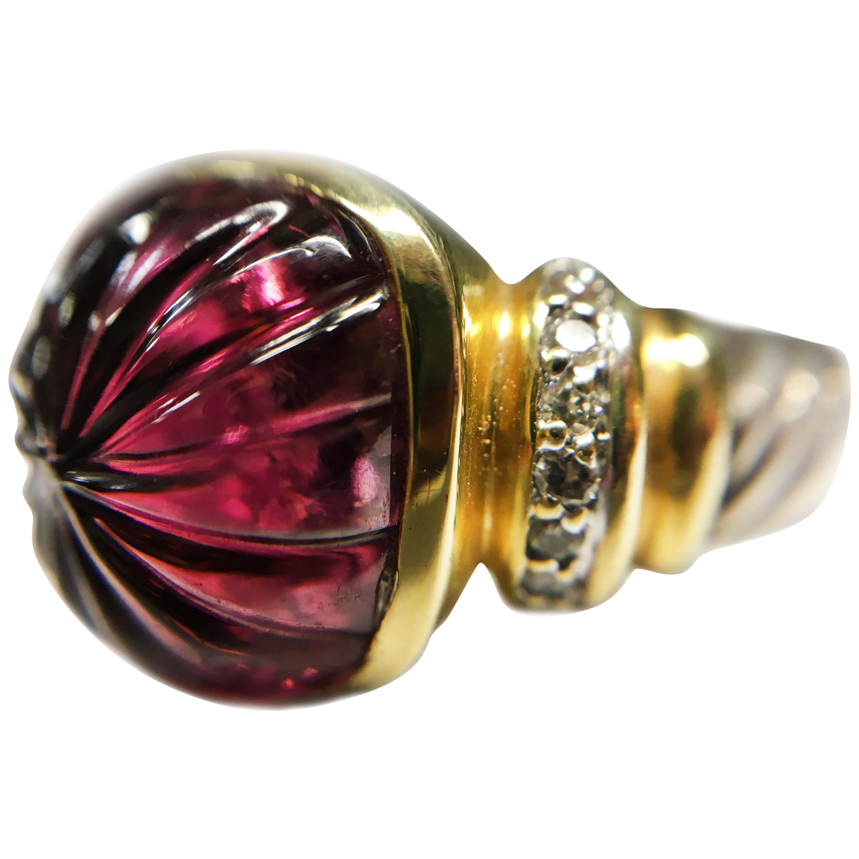 David Yurman Purple Fantasy Cut Amethyst Diamond Ring