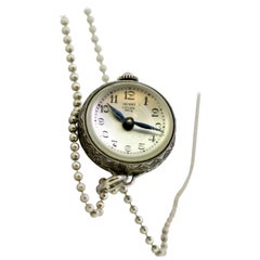 Retro Bucherer Sterling Silver Manual Winding Chain Watch, circa 1950s