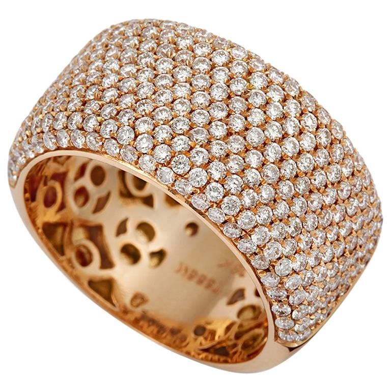 Tivon 18 Karat Rose Gold Pave  Diamond Dress Band Ring For Sale