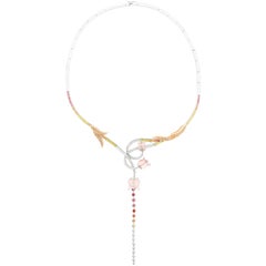 Muguet Necklace Rose Quartz and White Gold