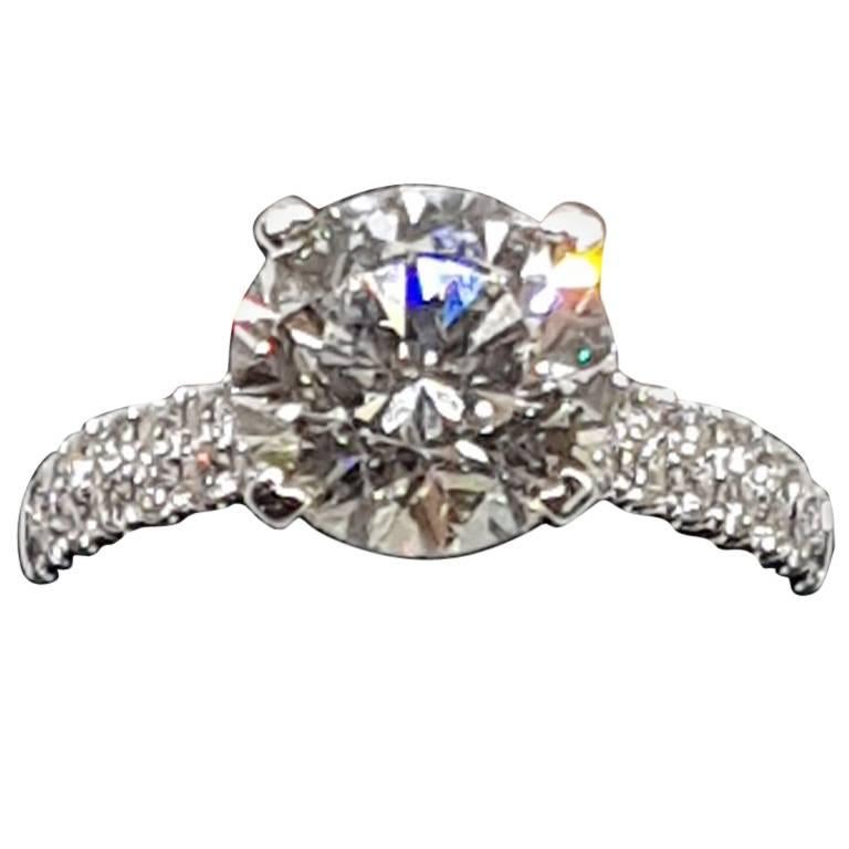Solitaire Ring 3.15 Carat H Color VVS1 Triple EX Diamond IGI Certified For Sale