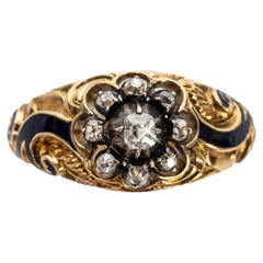 Russian Imperial-era Enamel and Diamond Gold Man’s Ring, 1855