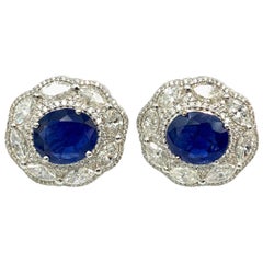 Burma Sapphire and Diamond Clip Earrings