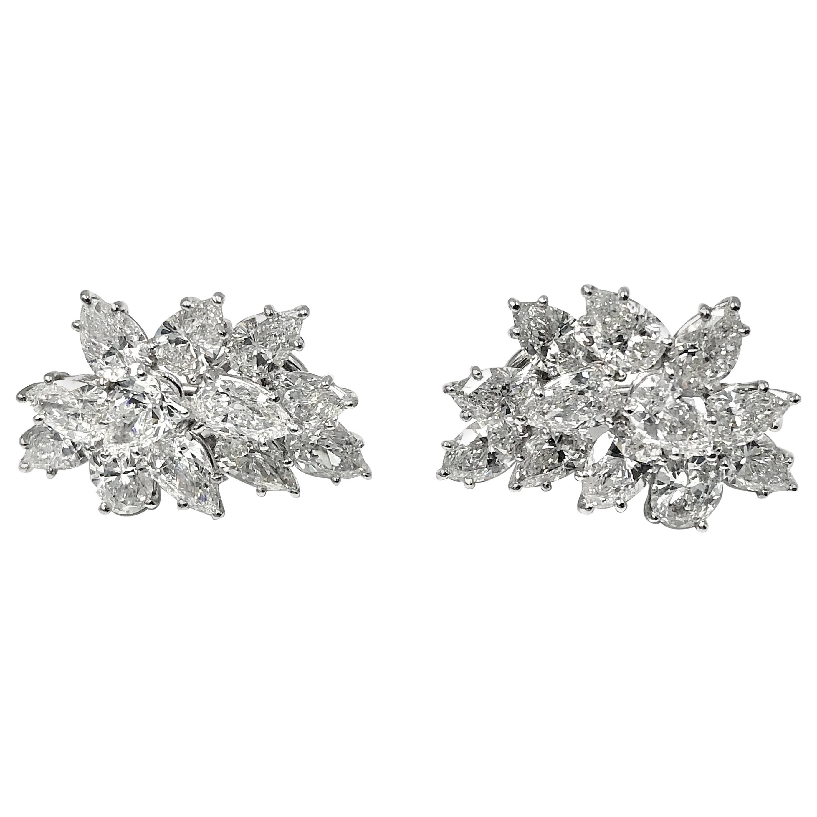 Diamond Cluster Earrings, 14.20 Carat For Sale