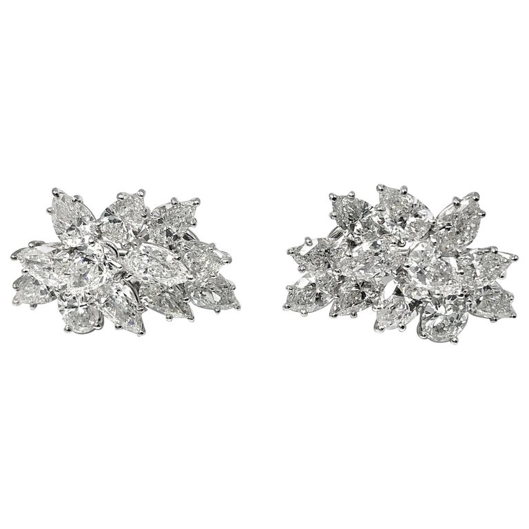 Diamond Cluster Earrings, 14.20 Carat For Sale at 1stdibs