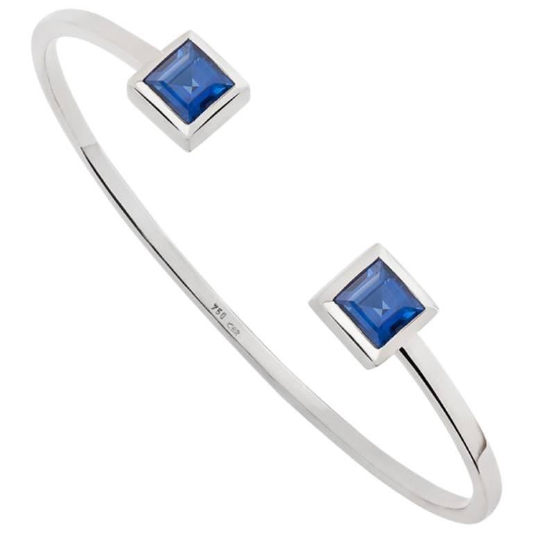 GIA Certified 2.4 Carat Blue Sapphires Bangle For Sale