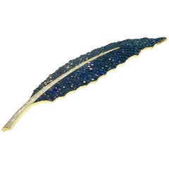 Pederzani Sapphire and Diamond Feather Brooch