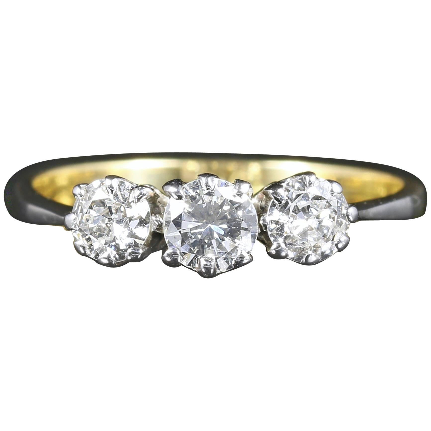 Antique Edwardian Diamond Ring Trilogy 18 Carat Plat, circa 1915