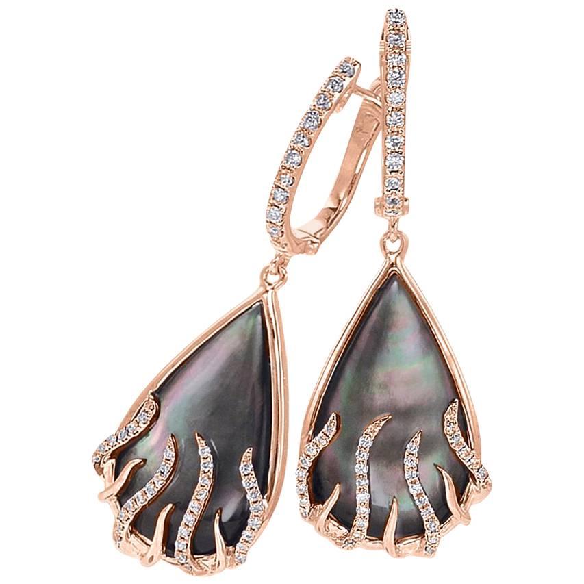 Frederic Sage Mini Pear-Shaped “Luna Flame” Earrings with Black Mother-of-Pearl