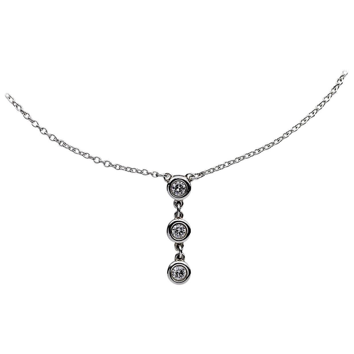 0.10 Carat Tiffany & Co. Elsa Peretti Diamond by the Yard Drop Pendant Necklace