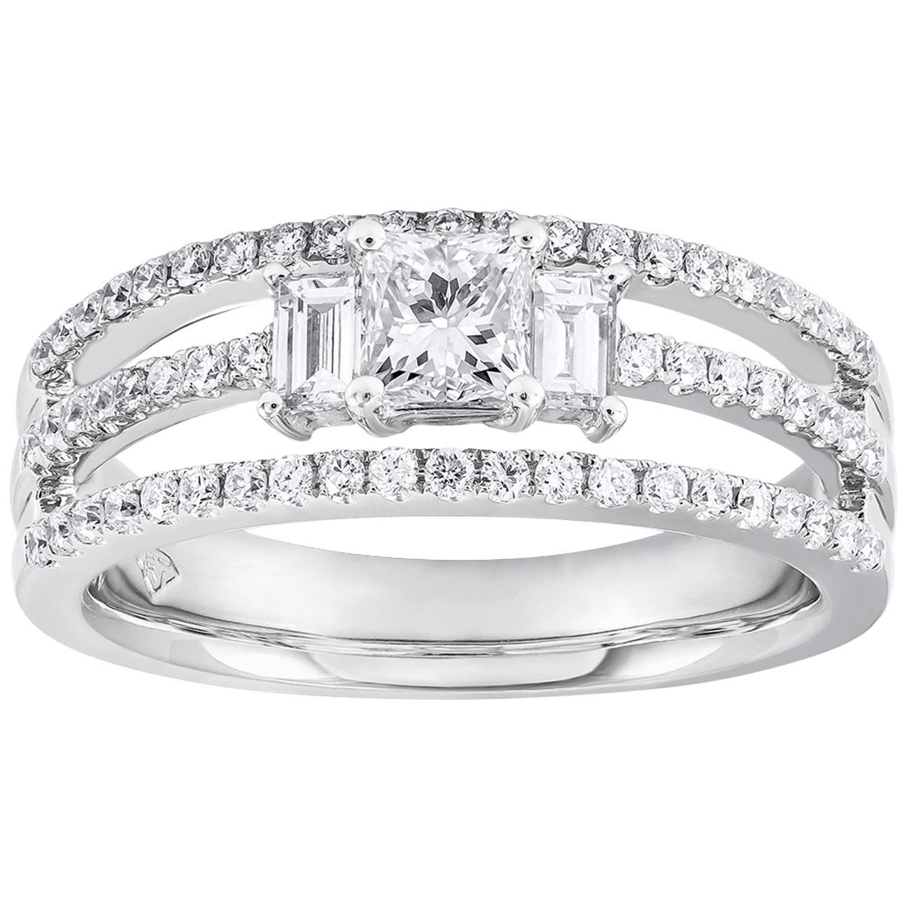Roman Malakov Princess Cut Diamond Three-Stone Engagement Ring