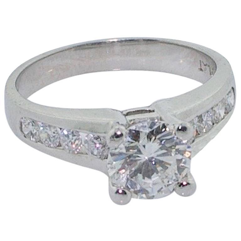 Classic Diamond Solitaire Ring in Platinum 1.03 GIA F-VS2 For Sale