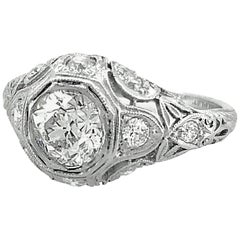 .95 Carat Diamond Antique Engagement Fashion Ring Platinum