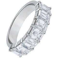 3.56 Carat Total Emerald Cut Diamond Seven-Stone Wedding Band