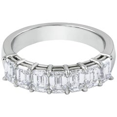 2.13 Carat Total Emerald Cut Diamond Seven-Stone Wedding Band