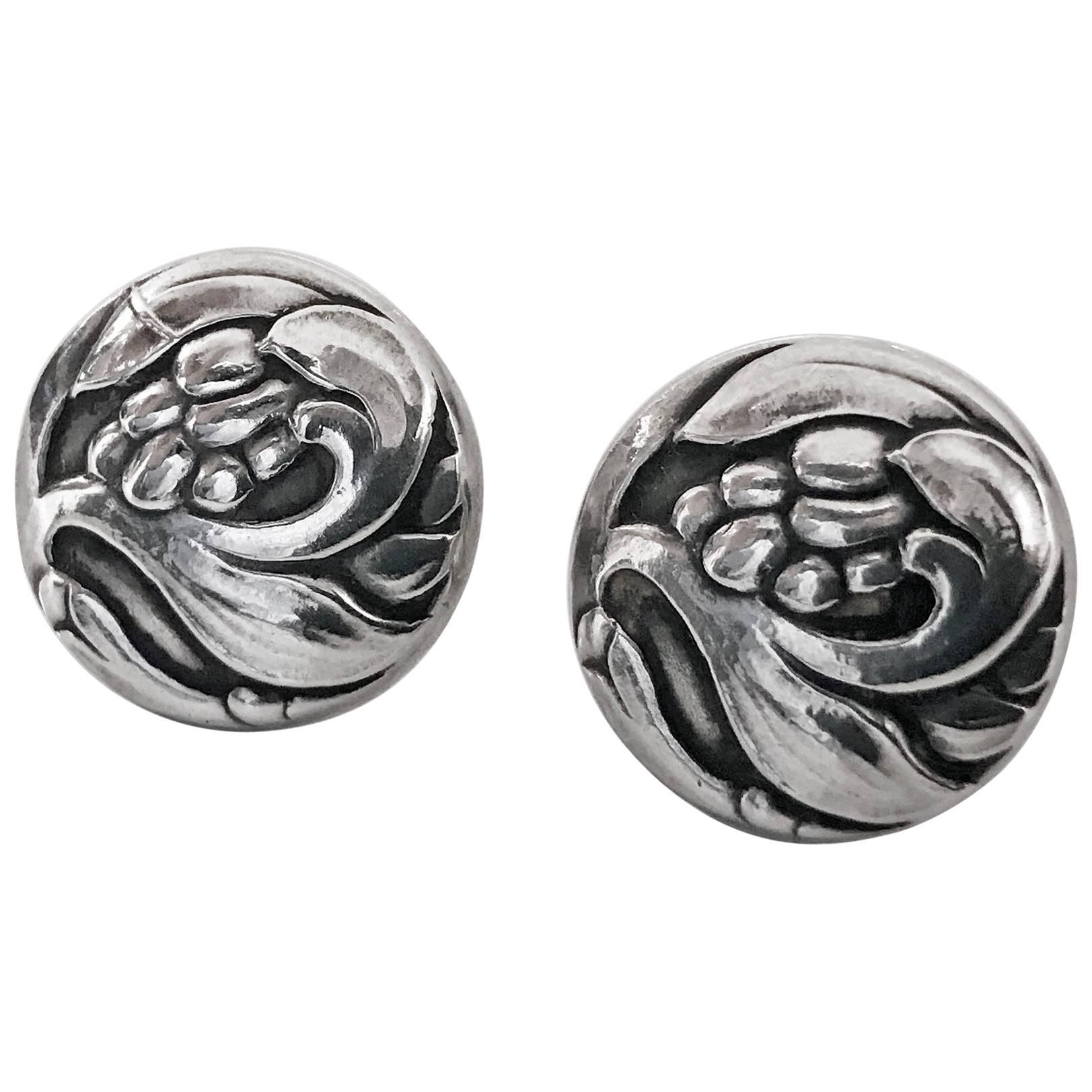 Pair of Georg Jensen Sterling Earrings, 1933-1944 Mark