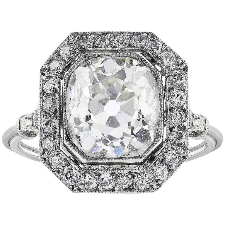 2.78 Carat Old European Cut Diamond Ring For Sale at 1stDibs old