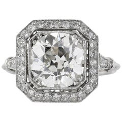 Antique 3.10 Carat Old European Cut Diamond Ring