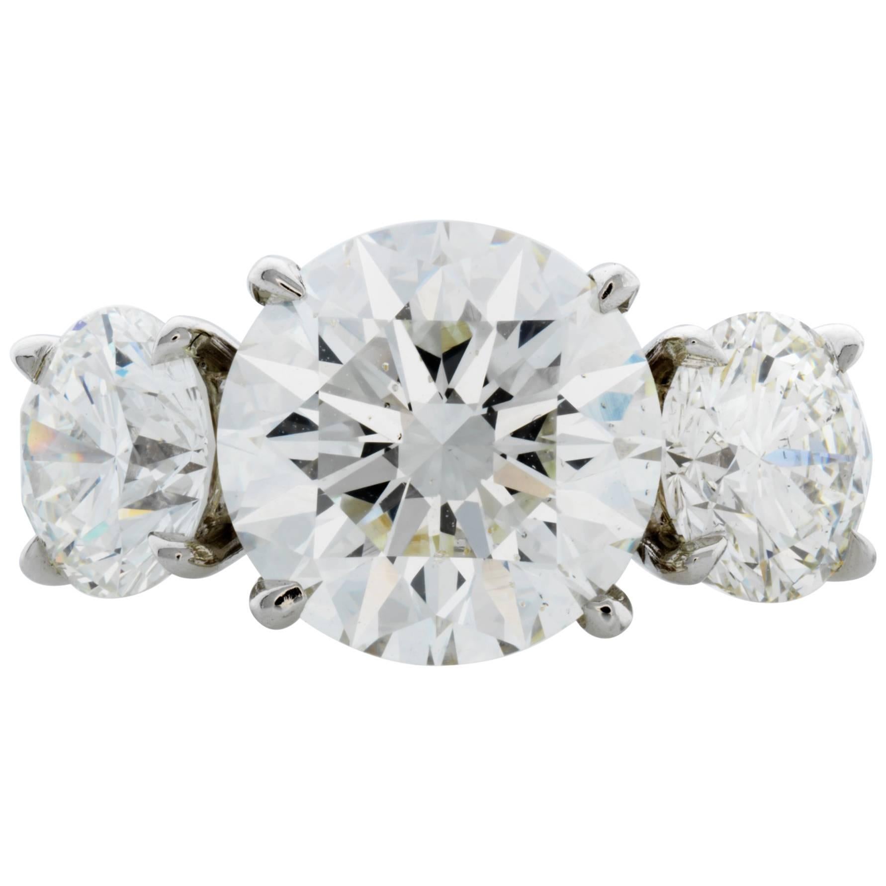 GIA Certified 3.51 Carat Centre Diamond and Two Diamonds Totaling 2.04 Carat For Sale