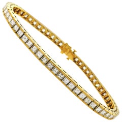 Vintage Graff Diamond Yellow Gold Tennis Bracelet, Asscher Cut 5.80 Carat