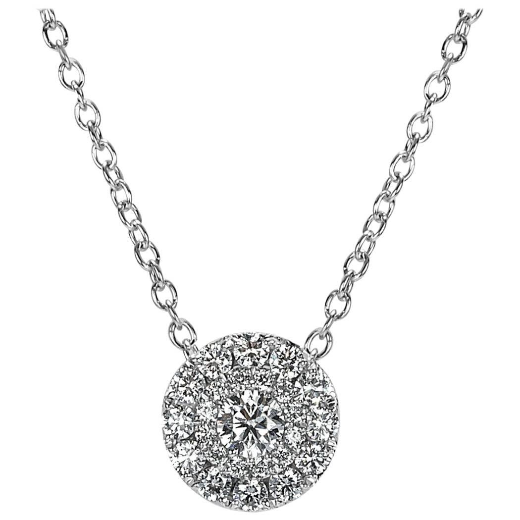 Mark Broumand 0.50 Carat Round Brilliant Diamond Pendant in 14 Karat White Gold