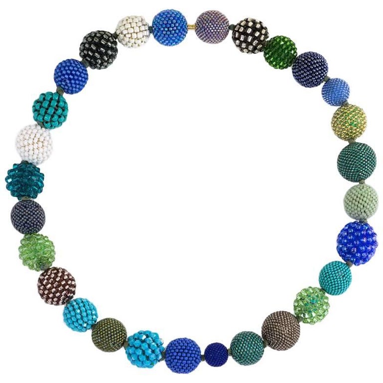 Axel Russmeyer Crystal and Glass Beaded Ball Necklace at 1stDibs