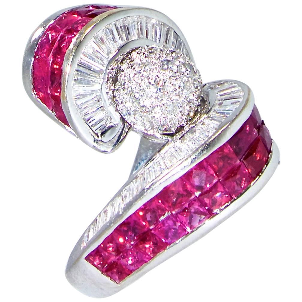 White Diamond and Natural Ruby Ring