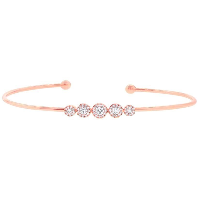 Mark Broumand 0,37 quilates Diamante redondo talla brillante Halo Brazalete flexible en venta