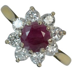 Boodle & Dunthorne 18 Carat Gold Ruby and 0.60 Carat Diamond Cluster Ring