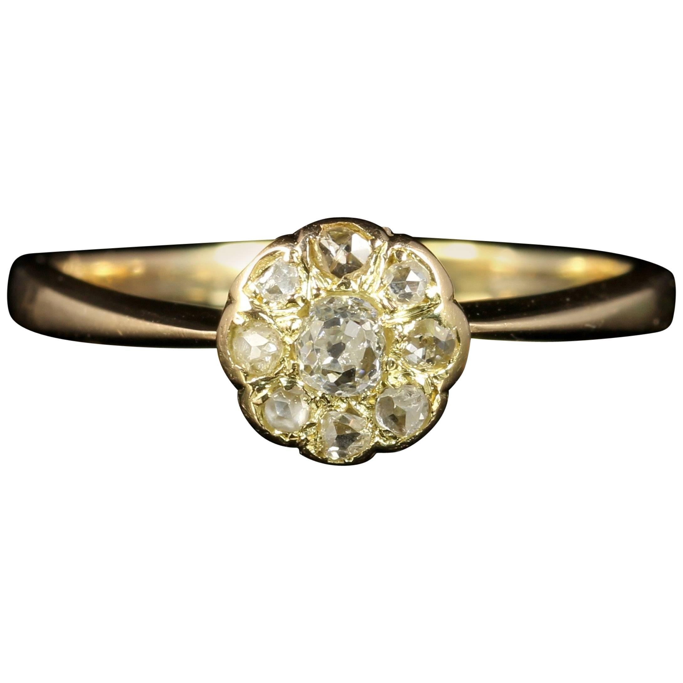 Antique Victorian Diamond Cluster Ring Engagement Ring, circa 1880