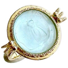 Aqua Napoleonic Bee Intaglio Ring