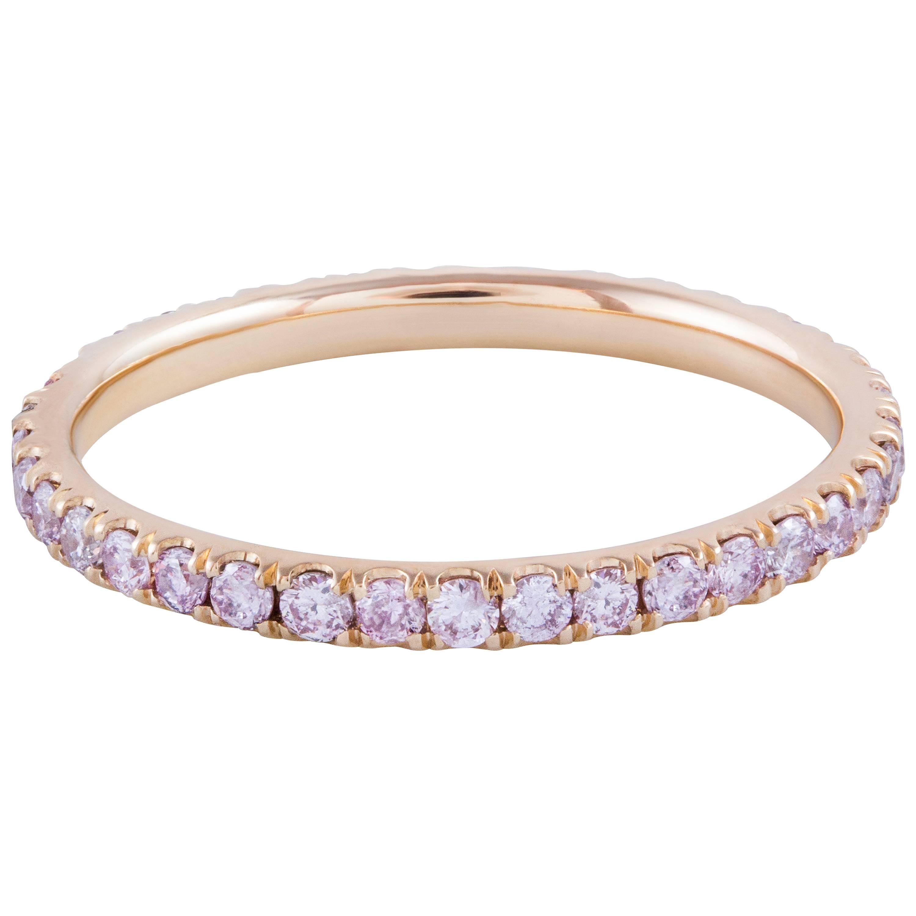 Roman Malakov 0.56 Carats Total Pink Diamond Eternity Wedding Band Ring For Sale